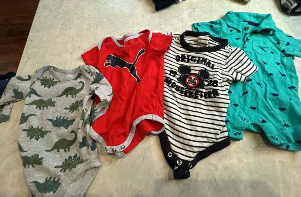 Puma Baby Onesie Size 0-3M Red Dinosaur Print